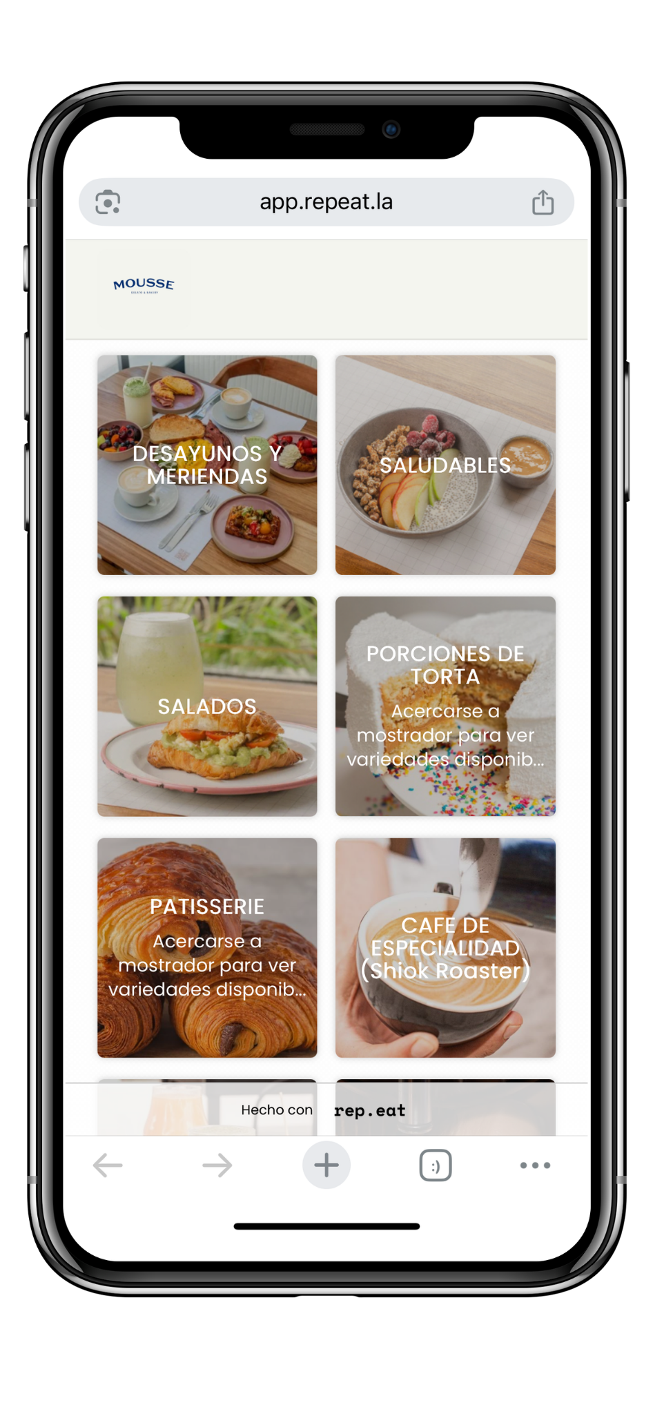Menú digital en celular